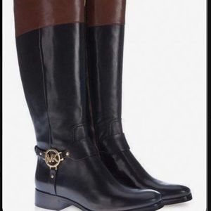 Micheal Kors Black/Brown Leather Riding Boots